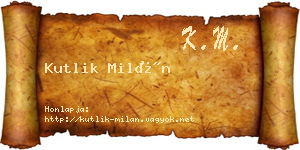 Kutlik Milán névjegykártya