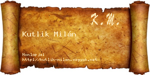 Kutlik Milán névjegykártya